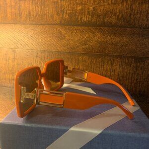Orange Sunglasses w/Gold Accents New Without Tags